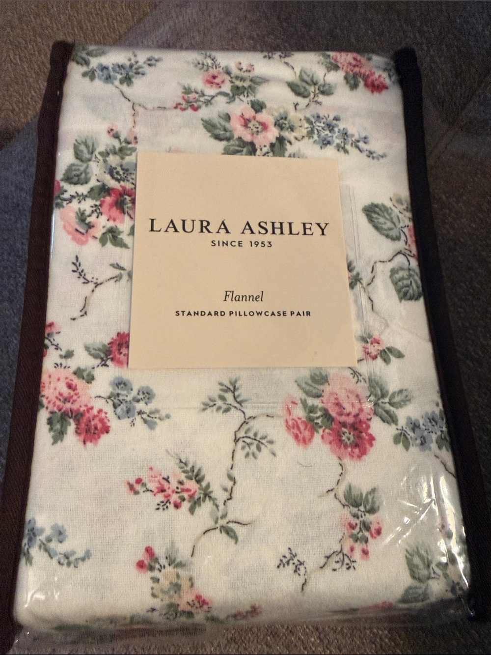 Laura Ashley Floral Flannel Pillowcase Pair Le Fleur Pink NWT Standard Size